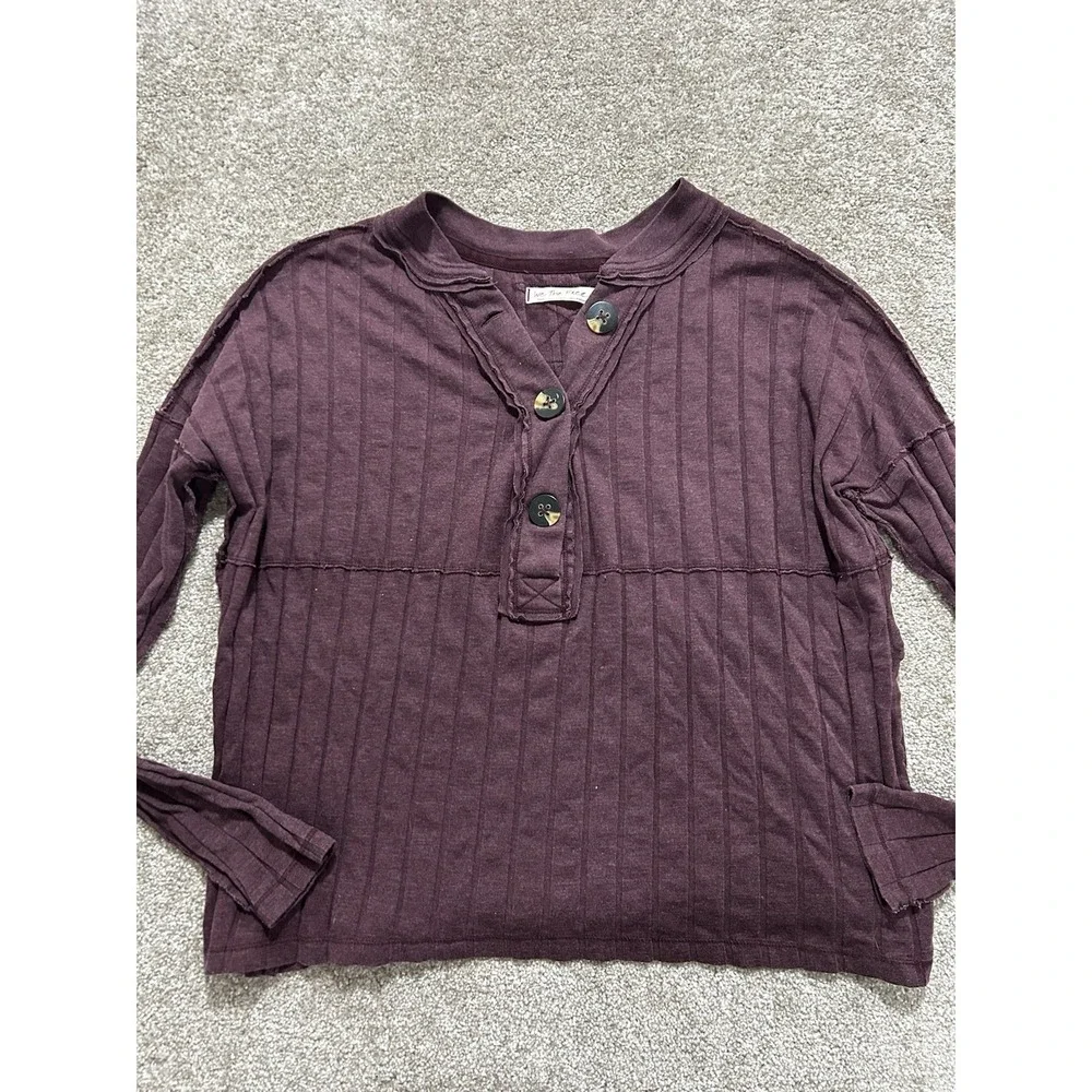 Free People We The Free In The Mix Henley Top Size S Color Magic Berry